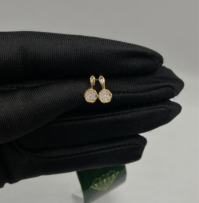 Золотые серьги детские | Красное золото 585 | 1,25 гр
