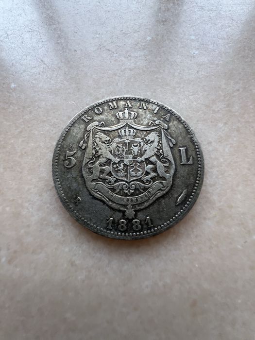 Moneda argint 5 lei 1881