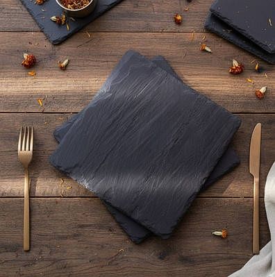 Набор сланцевых досок для сервировки (18 шт), натуральный камень