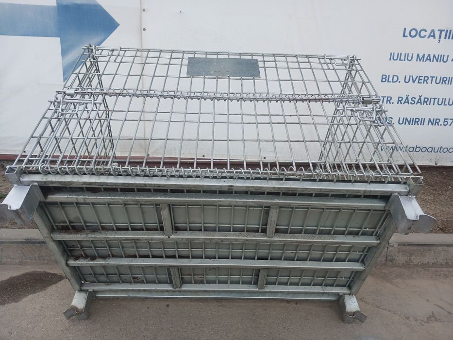 Un stoc mare de box paleți  metalice zincate cu pode rezistenta  pe stoc 1000 bucați dimensiuni 120/80/90