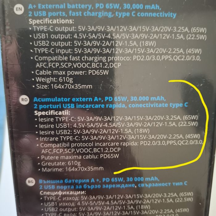 Powerbank 65w laptop, smartphone