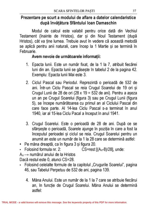 Scara Sfintelor Paști. Calendarul divin sau natural al omenirii.