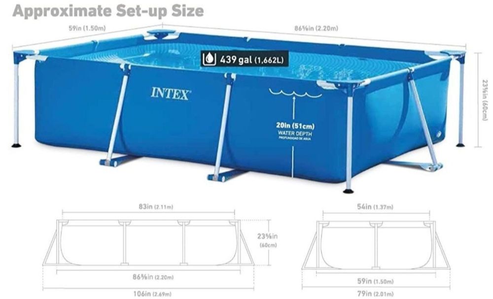 Каркасный бассейн Intex 300х200х75