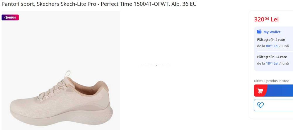 Pantofi sport dama, Skechers Skech-Lite Pro - Perfect Time, Crem, 41 EU