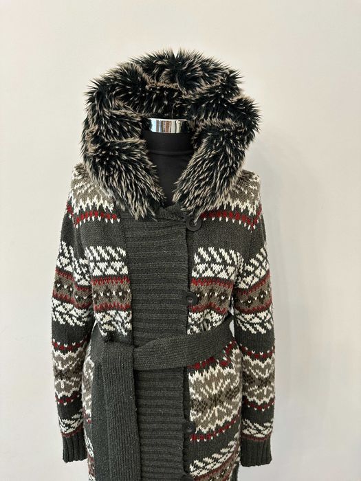 Cardigan cu gluga si blanita artificiala Pull&Bear, masura M