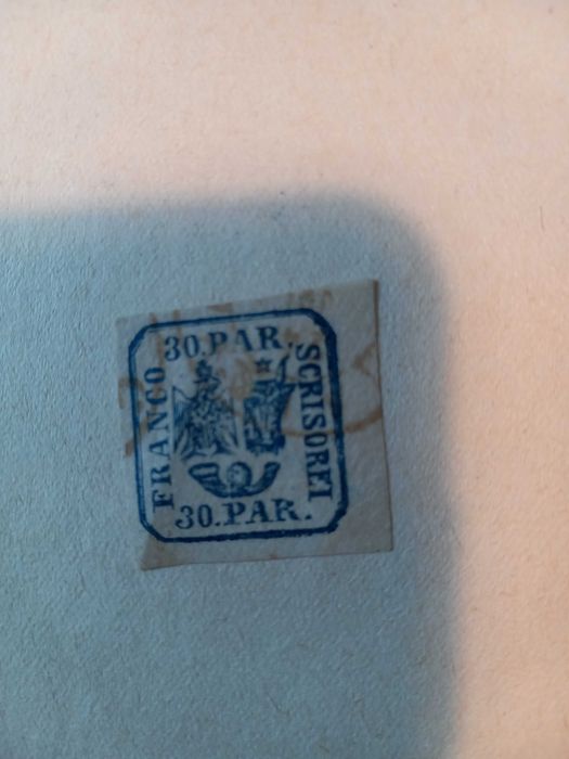 Vand timbru de colectie Principatele Unite,1862,30 parale,albastru,stampilat.