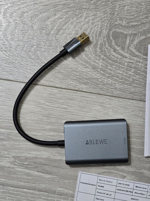 Adaptor USB la HDMI 1080p Full HD – Nou, Negru