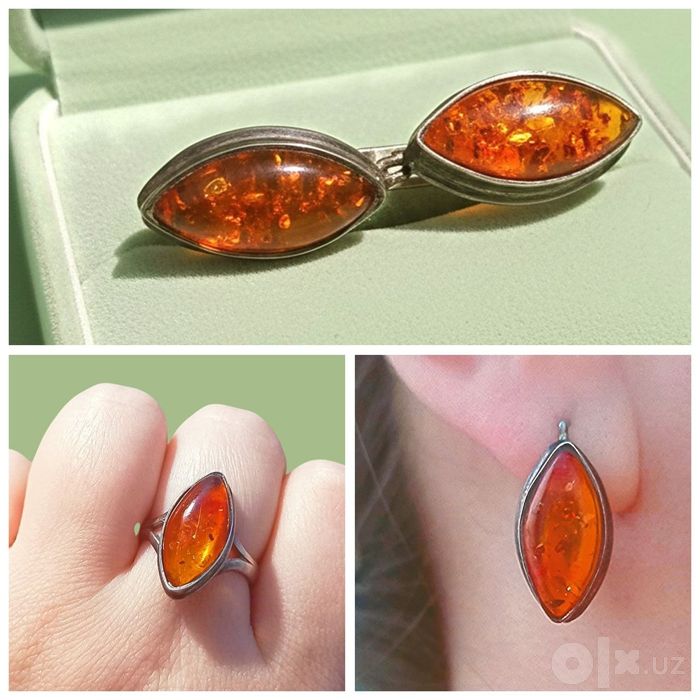 Серебро комплект (янтарь)