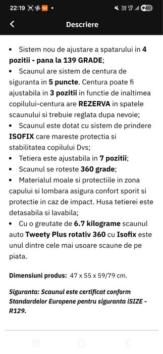 Vând scaun auto copii.