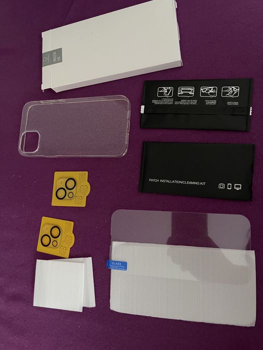 Set husă plus folie sticla camera și fată iPhone 14 plus