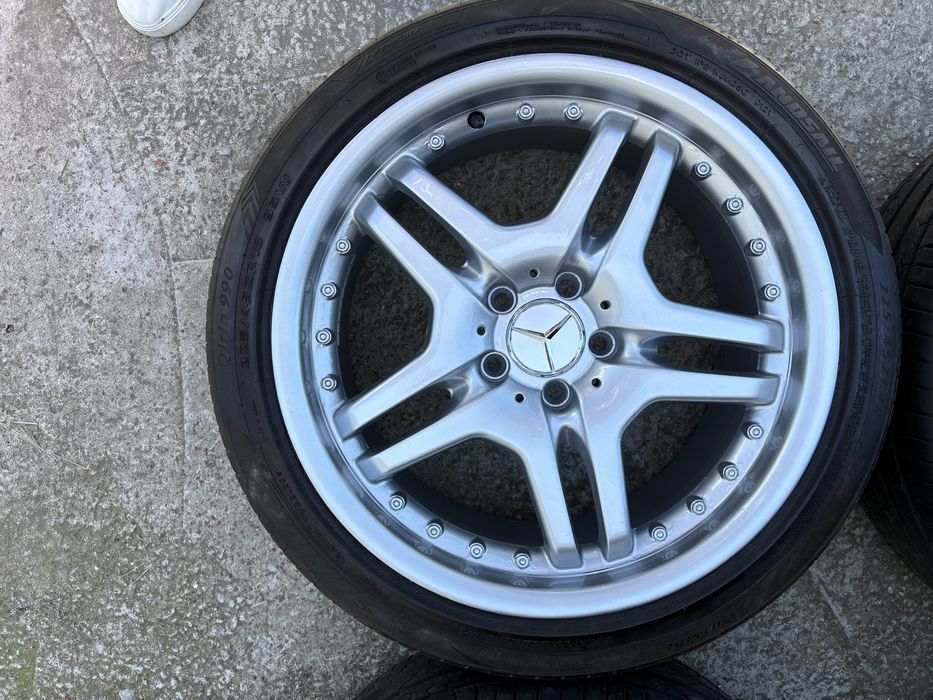 Jante Mercedes AMG 18” ET33 + anvelope vară foarte bune | Echilibrate | Capace noi
