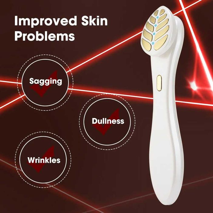 Уред за лице и шия с EMS , микроток, вибрация, червена и синя светлина