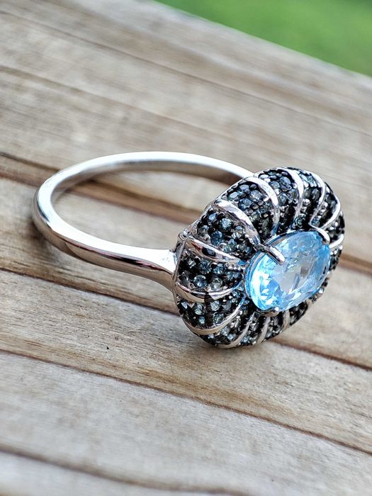 925 - Inel Argint Cu Topaz Si Safir Masura 20