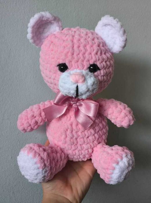 Плетена играчка/ розово мече за подарък