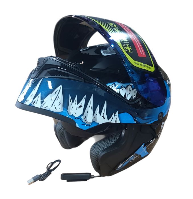 Каска №3896-2 BL/L Модулна Bluetooth мотоциклетна каска