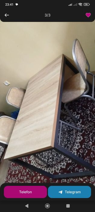 Stol va stul mustahkam ayoqlari temirdan.Srochno sotiladi