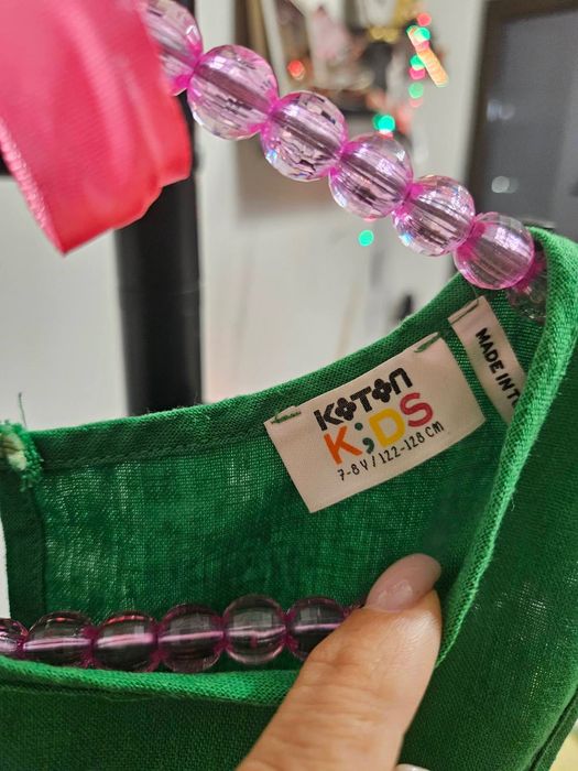 Детска зелена рокля Koton