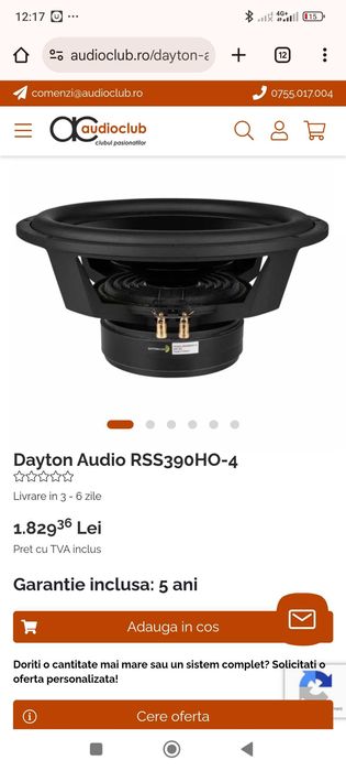 Difuzoare 15 inch Dayton Audio nu RCF DYNACORD