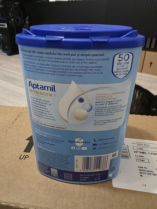 Lapte praf Aptamil NUTRI-BIOTIK 1, 800 g, 0-6 luni, Nutricia