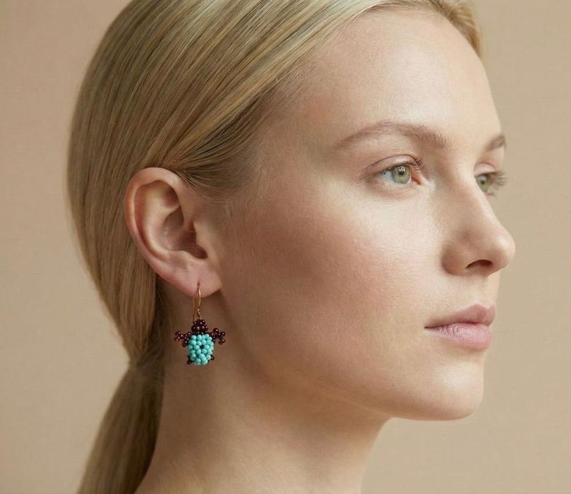 Эксклюзивные серьги-черепашки из бисера (ручная работа)