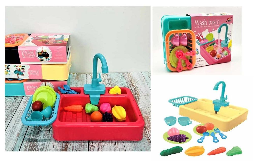 ГОЛЯМА мивка с ТЕЧАЩА вода 34см чешма 40см аксесоари кухненски прибори