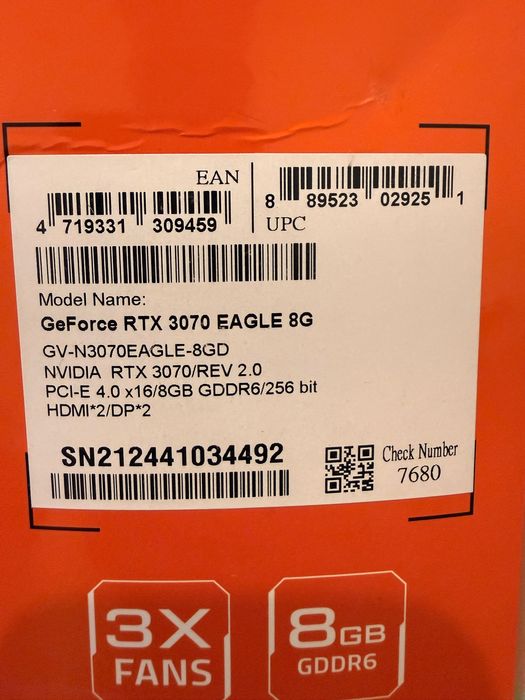 Placa video Gigabyte RTX 3070 Eagle