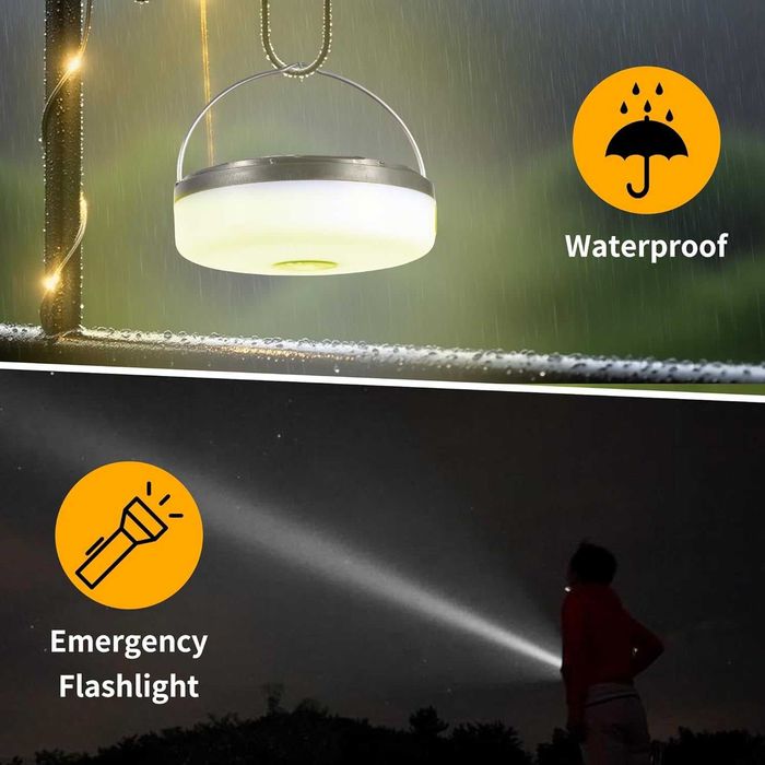 Led pentru camping, lampă de camping LED portabilă 4 în 1, reîncărcabilă, de 10 m, cu 8 moduri de iluminare, lumini retractabile