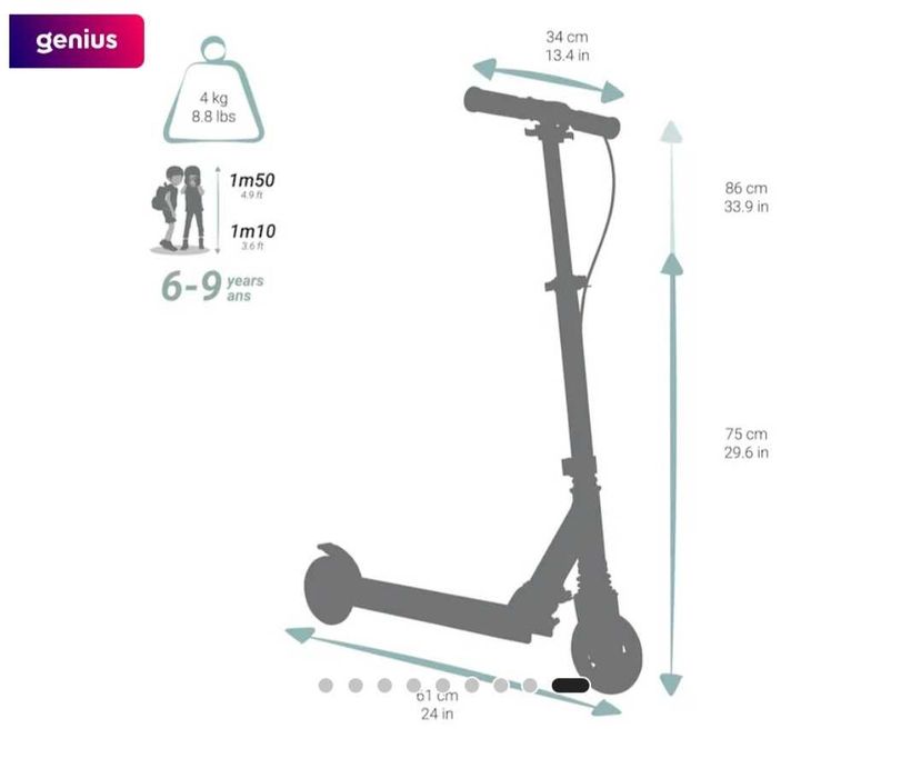 Trotineta aluminiu Oxelo clasica (dimensiune medie pt copii)