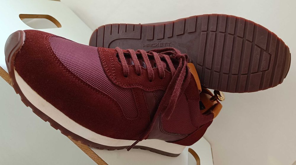 Pantofi sport casual 45 premium Hackett NOI piele naturala moale