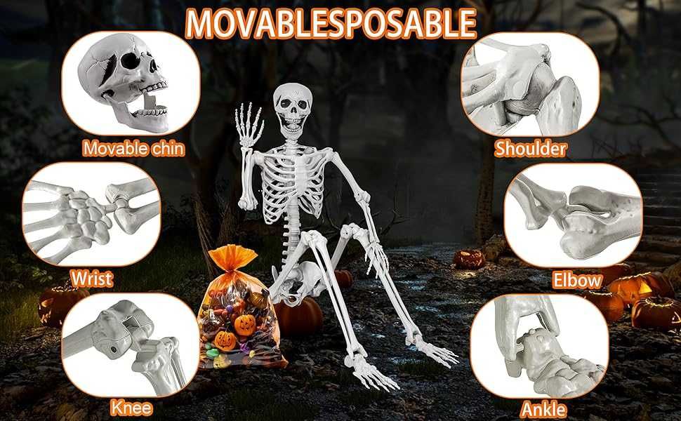 Schelet 180cm Dimensiune Naturala Articulat Decor Petrecere