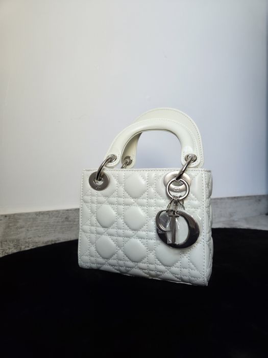 Lady Dior Mini White Silver Hardware