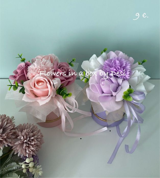 Букети в кутия, подарък за осми март