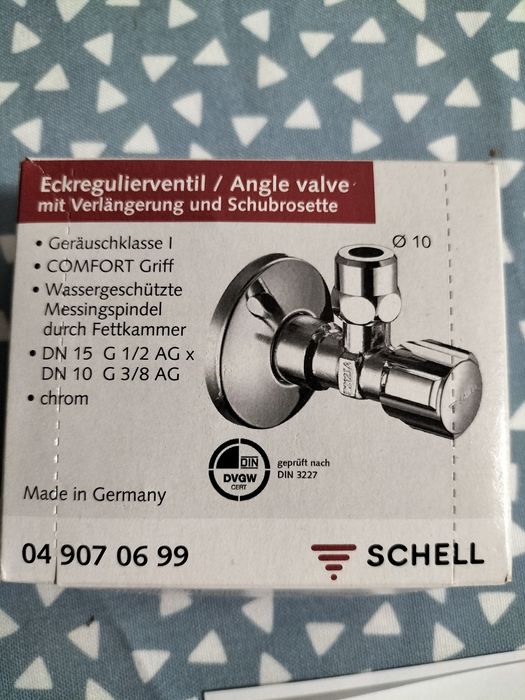 Robinet colțar SCHELL 1/2 3/8 fii 10