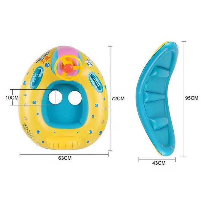 Детски надуваем пояс със сенник, волан, дръжки и опора за деца