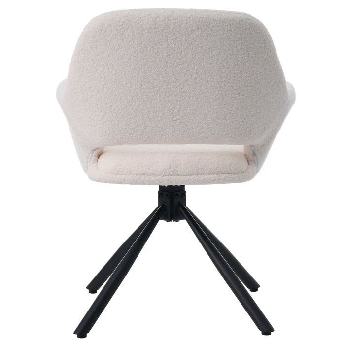Set de 2 sau 4 scaune de dining moderne, tapițate în sherpa, cu cotiere și funcție rotativă