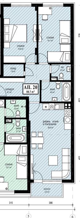 Продава се Тристаен апартамент в София, Лагера - 100 кв.м за 2920 €/кв.м - Снимка #1