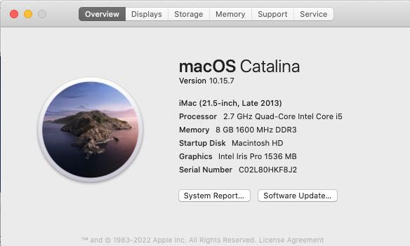 imac late 2013 21,5 inch 2,7Ghz i5 8gb ram 500 SSD macbook pro 2014