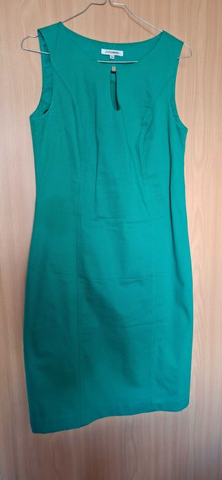 Rochie clasica din bumbac , verde , culoarea ierbii