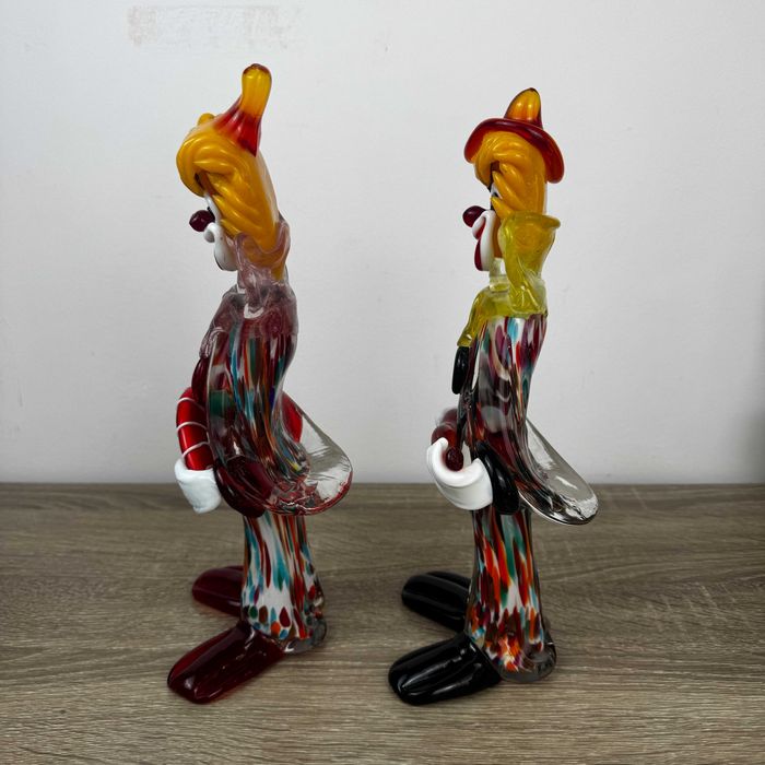 Ретро Murano Мурано – 2 стъклени клоуна музиканти, Италия