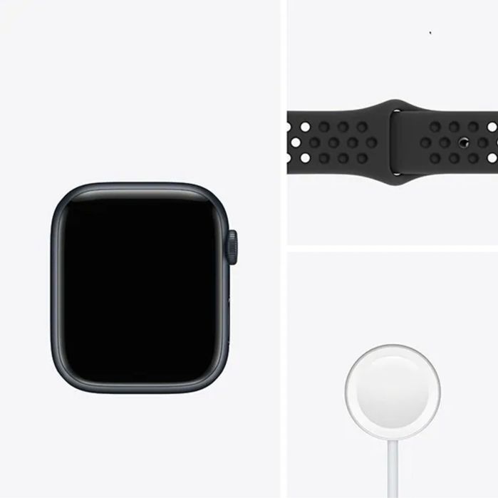 APPLE Watch Nike Series 7, GPS + Cellular, 41mm Midnight Aluminium Case, Anthracite/Black Nike Sport Band