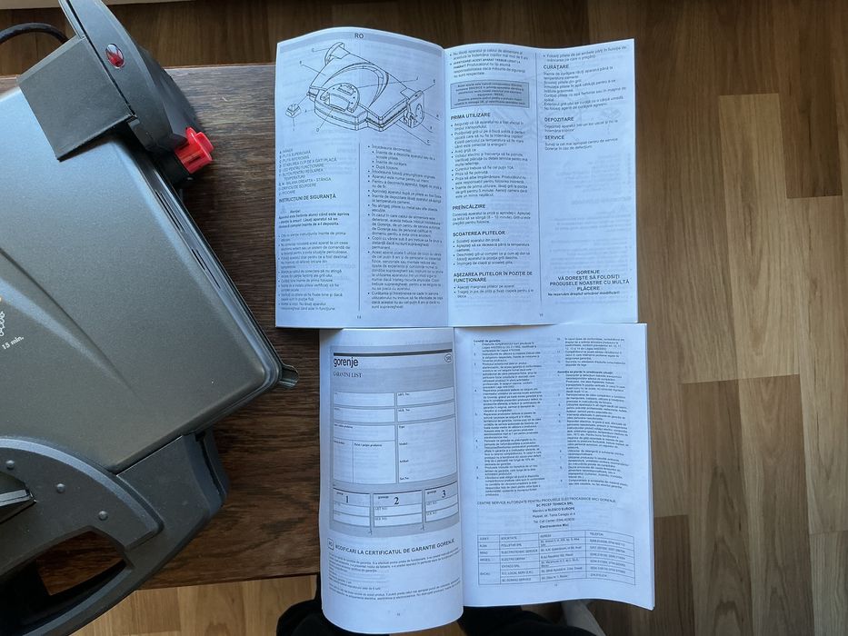 Grill electric dublu Gorenje 1800W KR1800KDP NOU, nefolosit