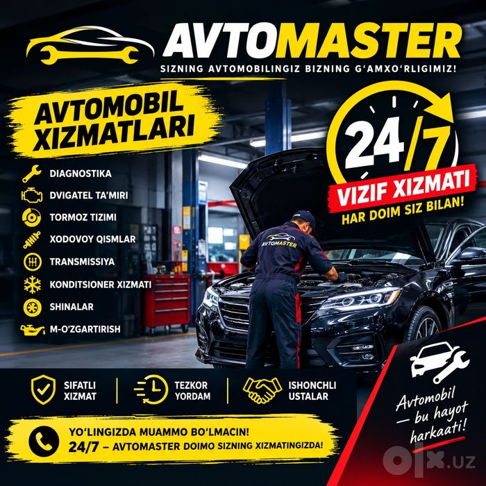 Avtomaster mashina ustasi 24/7