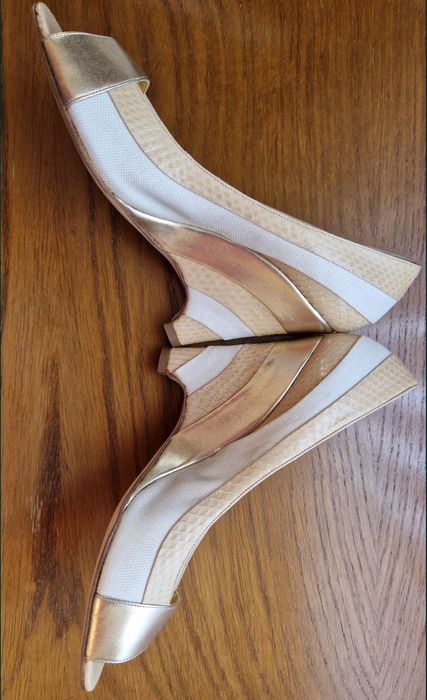 Pantofi piele alb bej auriu i Rodo