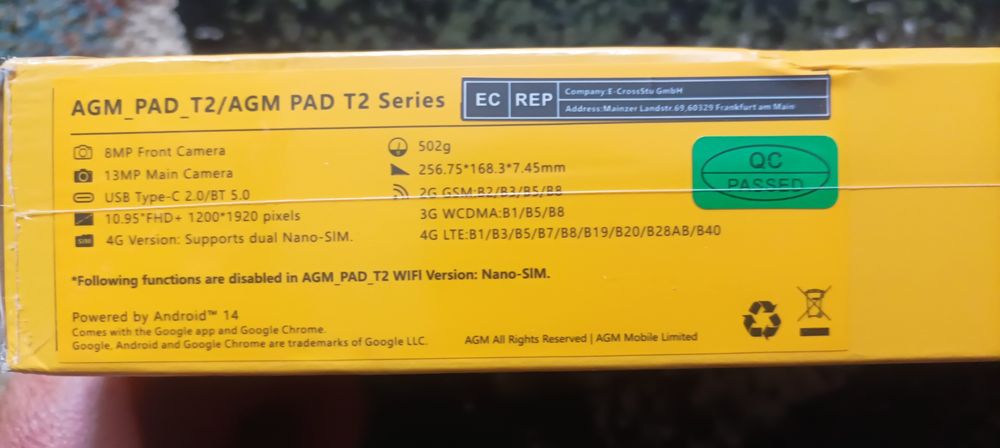 Tableta AGM Pad T2 – 11" FHD+, 256GB, 4G Dual SIM, Android 14 – NOUĂ, SIGILATĂ!