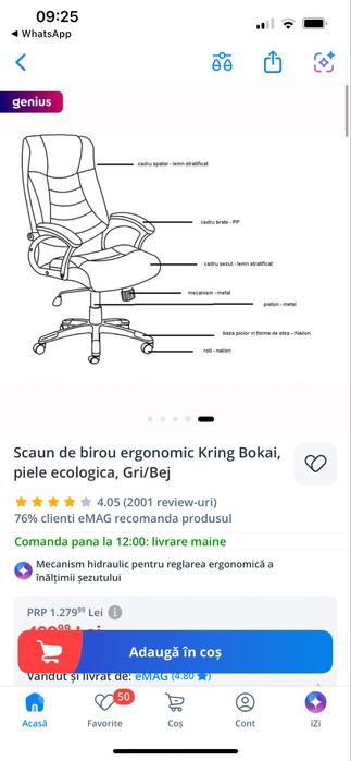 Scaun birou piele ecologica