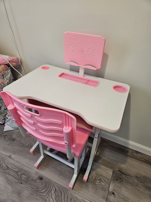 Birou si scaunel reglabil din pal, metal si plastic pentru copii, 69x4