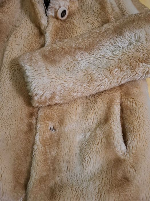 Дамски кожух от естествена кожа с качулка, размер М