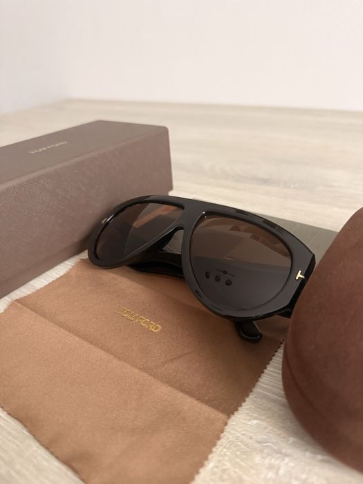 Ochelari Tom Ford Bronson Pilot Portocaliu Galben Negru de soare sunglasses