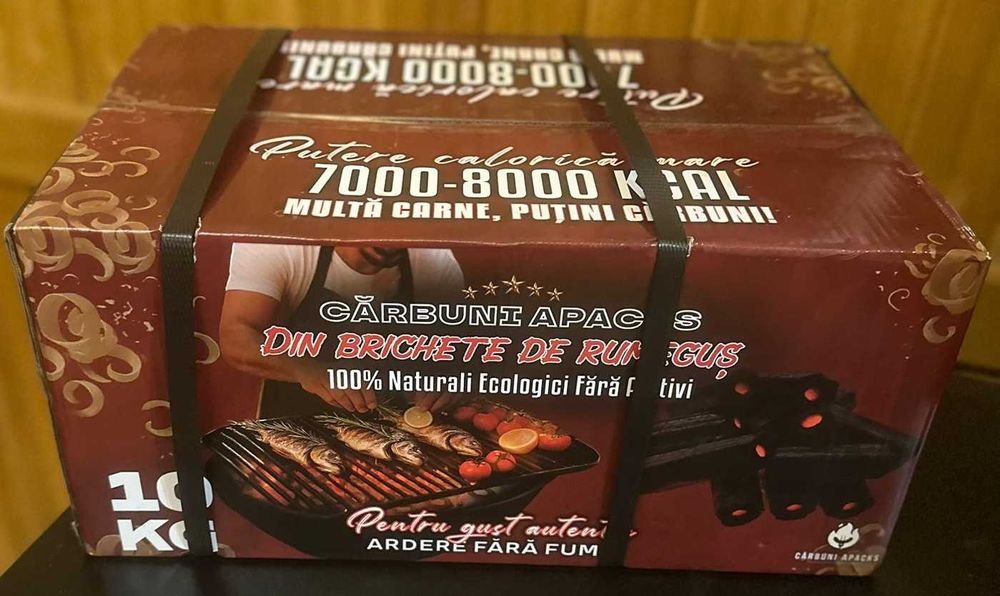 1 cutie mica de Cărbuni Brichetați Lemn 3kg, 1 Cana si 1 Lana