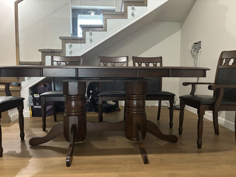 Masa extensibila 8 persoane lemn masiv nuc